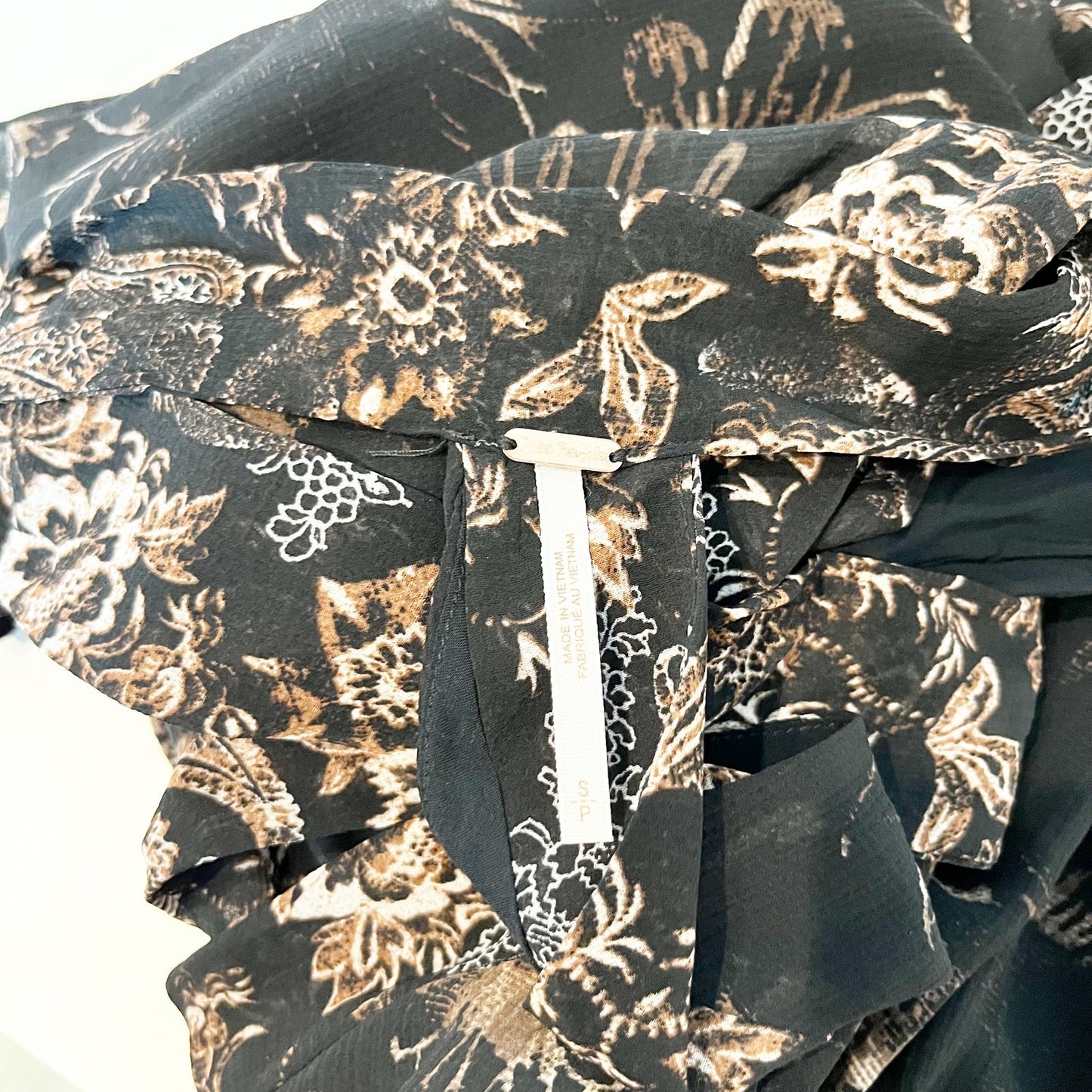 Free People Katerina Halter Tie Sleeveless Floral Mini Dress Black Small