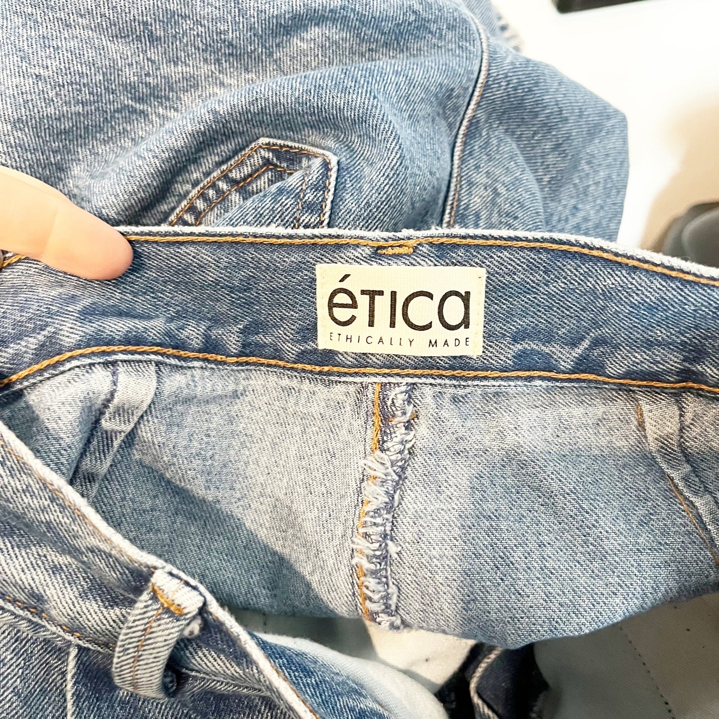 Etica Raven Pleated Front Wide Leg Trouser Jeans Blue 25