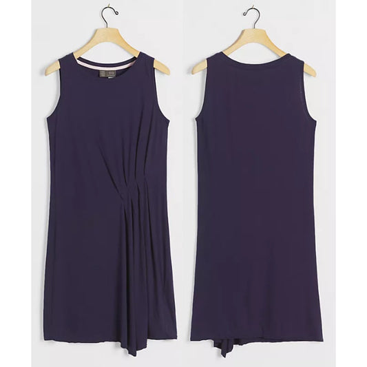 Anthropologie Nellie Sleeveless Pleated Shift Dress Navy Blue Large