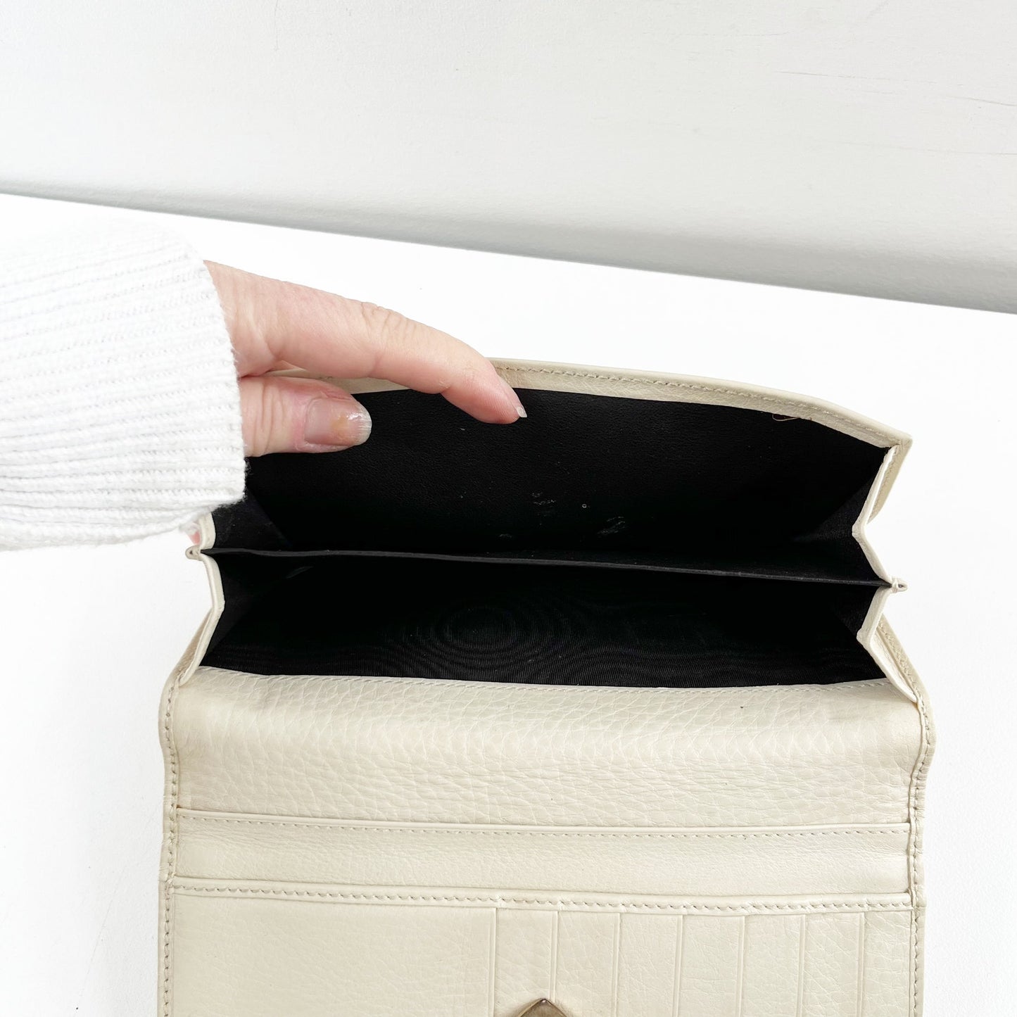 Gucci Guccissima GG Continental Long Rectangle Leather Wallet Cream