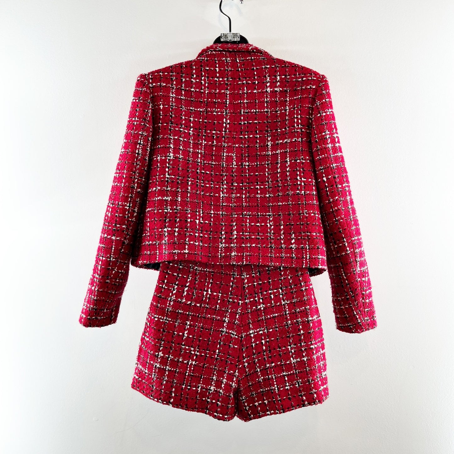 ZARA Tweed Blazer and Mini Skort Matching Set Red XS / S