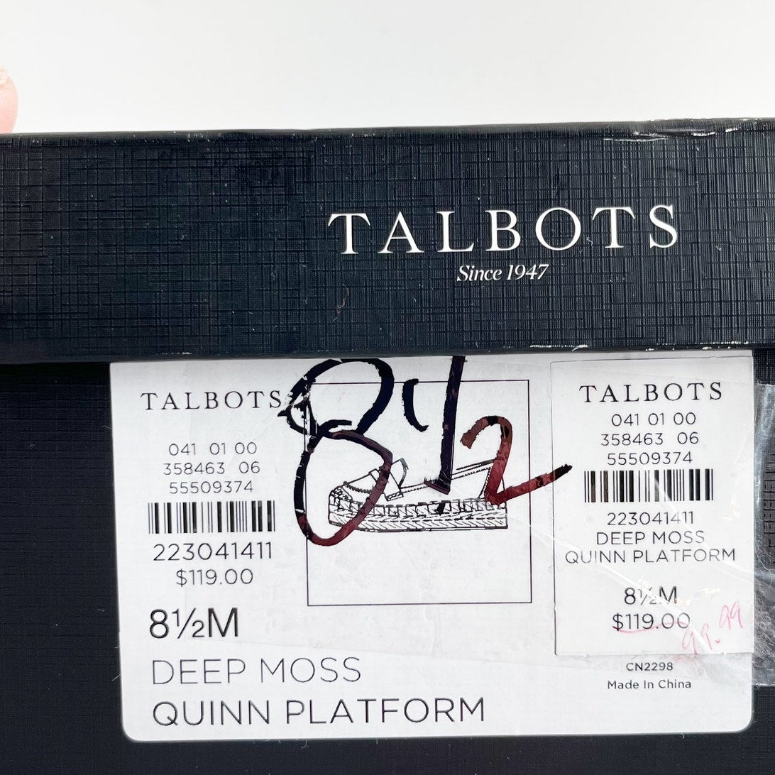 Talbots Quinn Platform Suede Espadrille Shoes Deep Moss Green 8.5