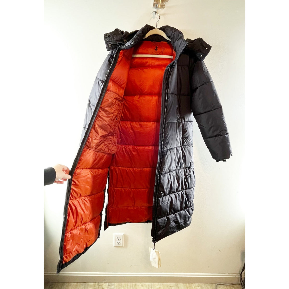 Save The Duck Colette Long Midi Puffer Coat Parka Black XS