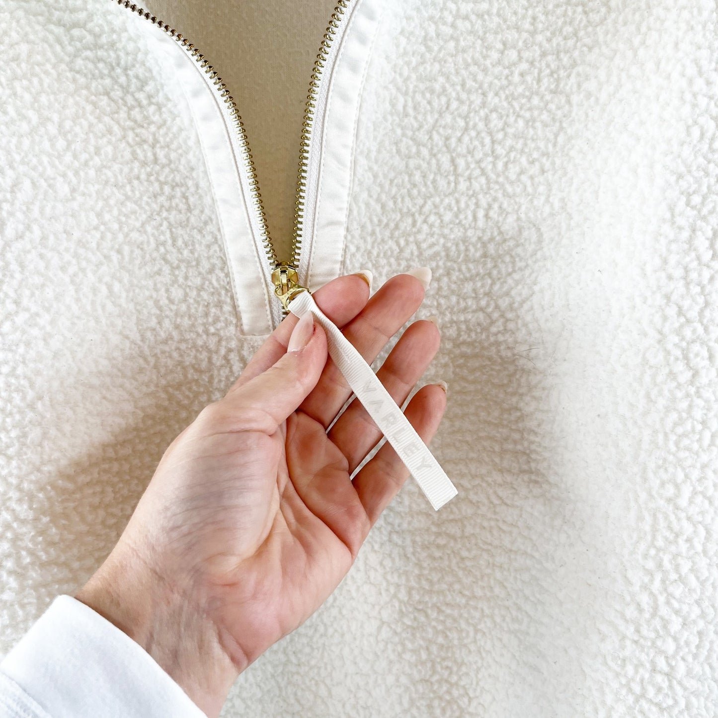 Varley Roselle Long Sleeve Pullover Half Zip Fleece Sweatshirt Cream Small