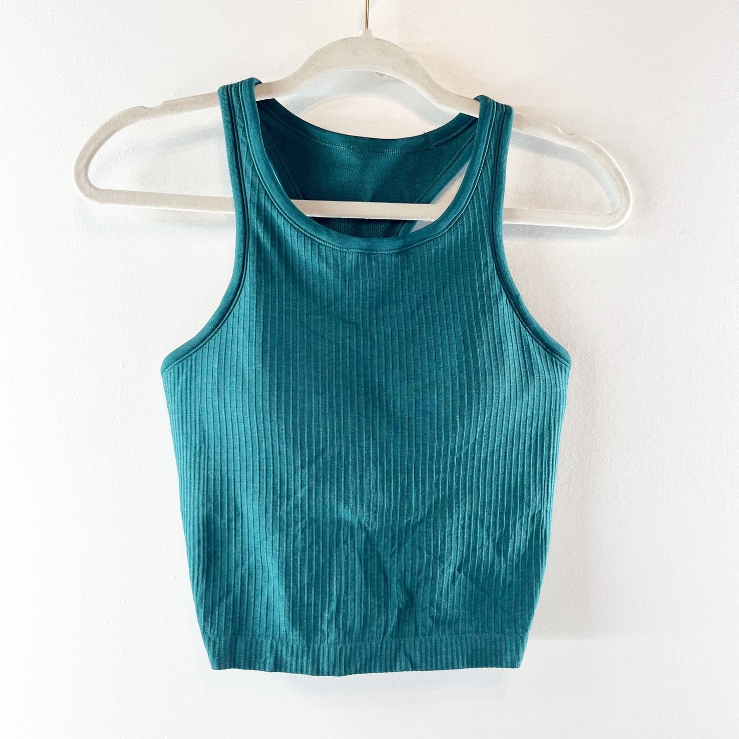 Lululemon Ebb to Street Ribbed Cropped Racerback Tank Top Green Jasper 6