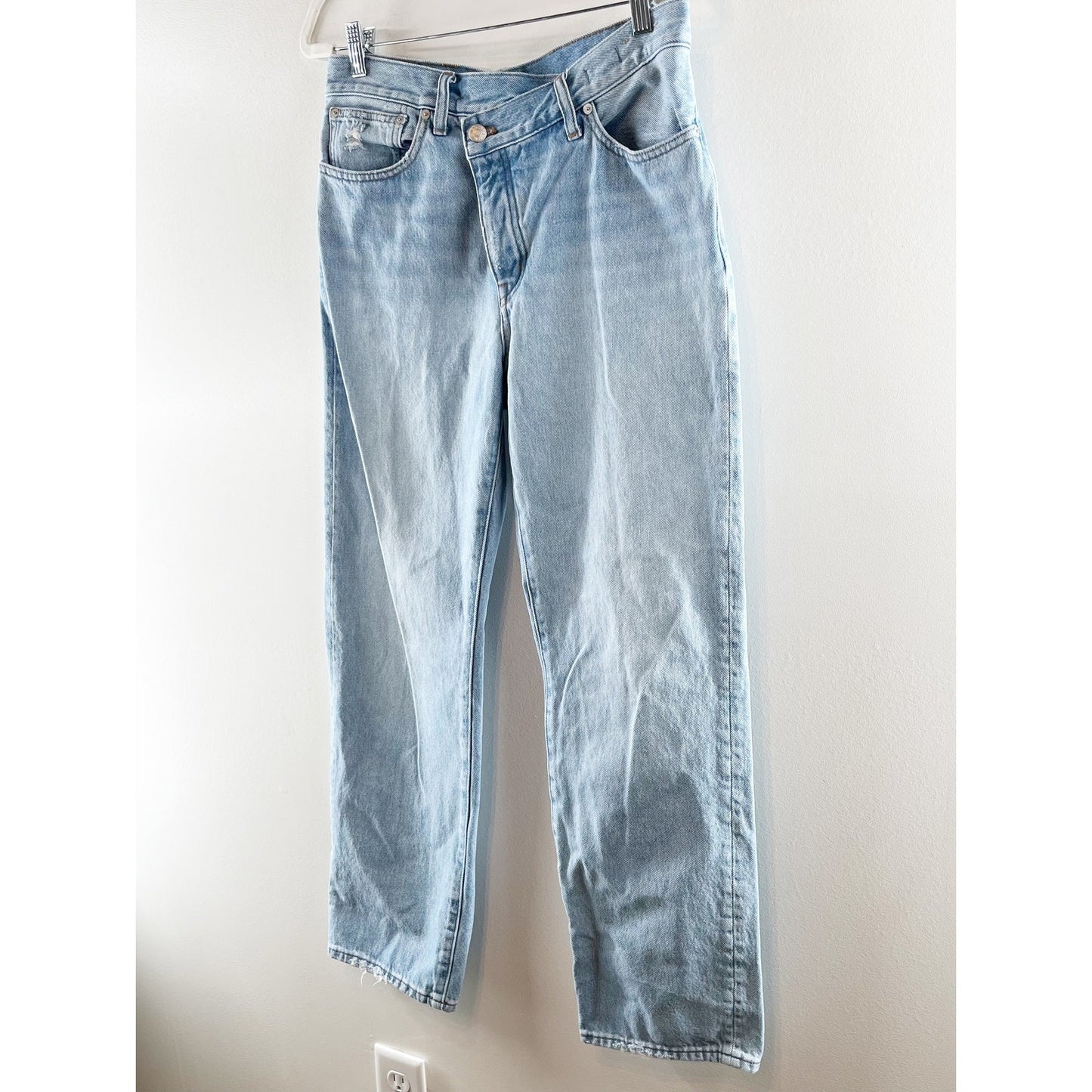 Madewell Low-Slung Cotton Cross-Tab Waist Denim Straight Jeans Sevilla Wash 27