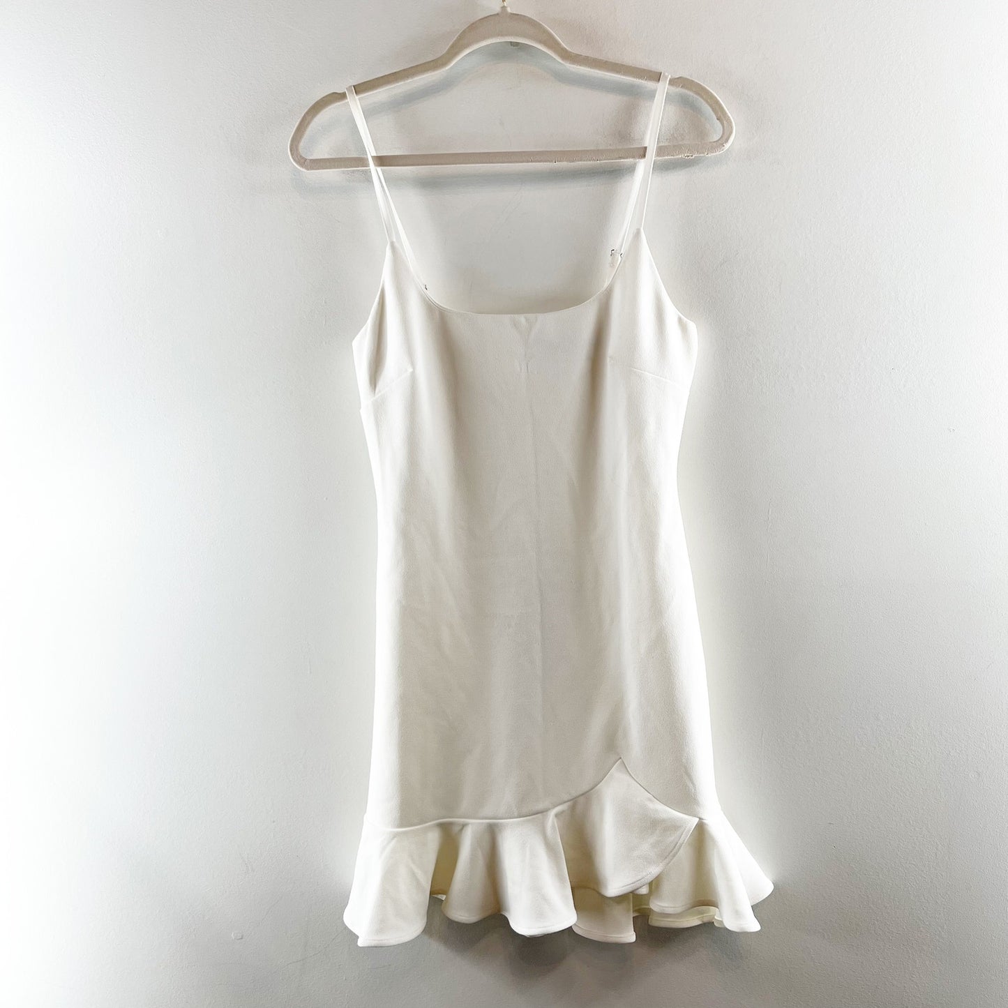 Hello Molly Ruffle Hem Sleeveless Mini Dress White Medium