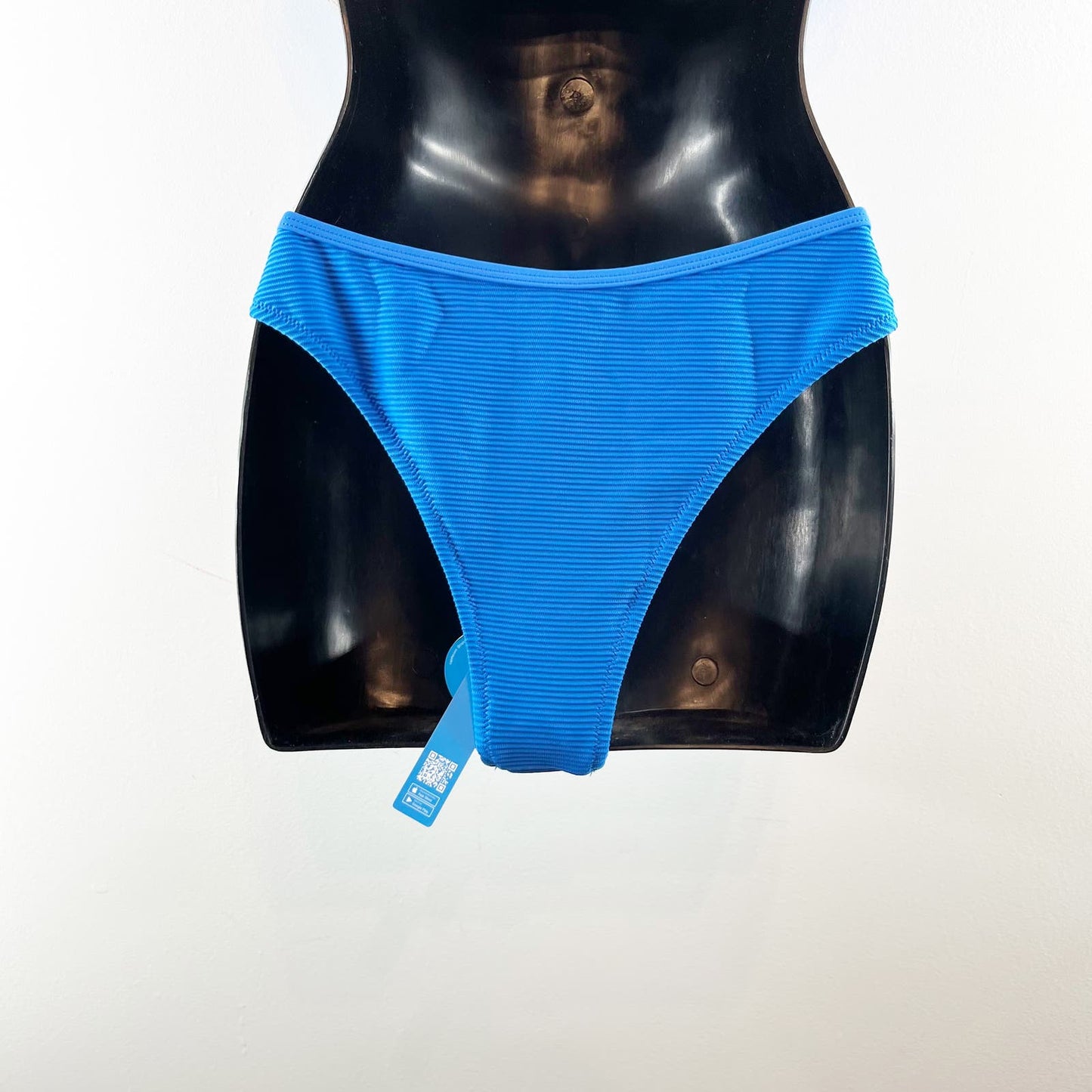 CUPSHE Ribbed High Cut Cheeky Cutout Bikini Two Piece Swimsuit Blue Medium