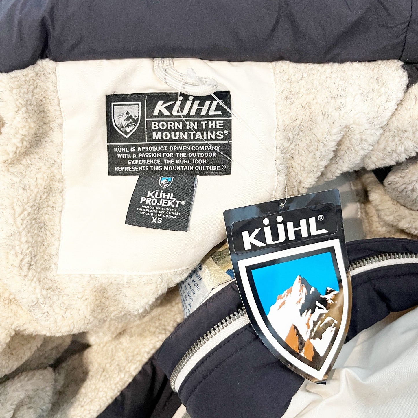 KUHL Ukon Elevated Performance Fleece Lined Hoody Jacket Fur Trim Ivory XS