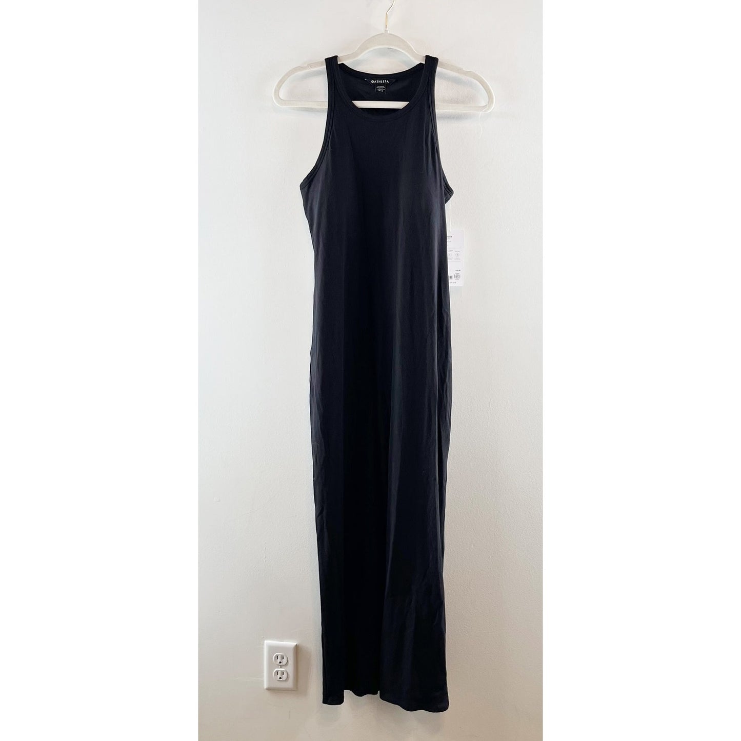 Athleta Signature Rib Tank Maxi Dress Black Medium Tall