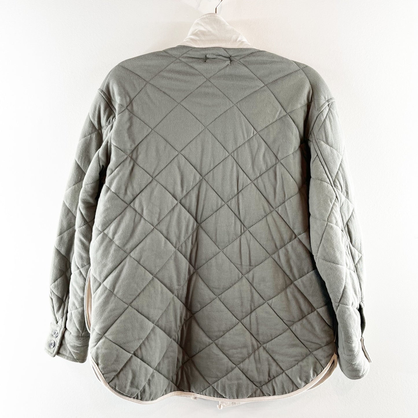 Z Supply Maya Quilted Button Up Jacket Shacket Sage Green XS