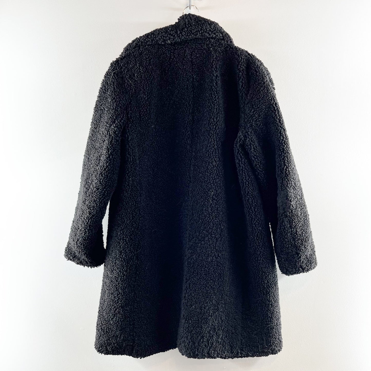 J. Crew Teddy Sherpa Topcoat Peacoat Mid Length Black Large
