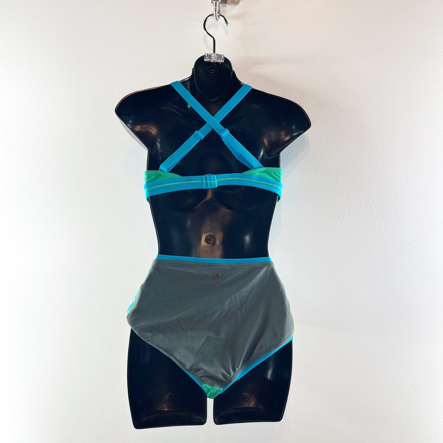 Prana Milou Swimwear Set Bikini Top & Bikini Bottom Brief Green Blue XL