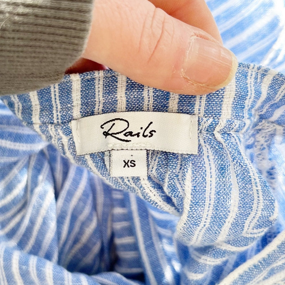 Rails Linen Blend Jasmine Mini Dress in Azure Stripe Blue XS