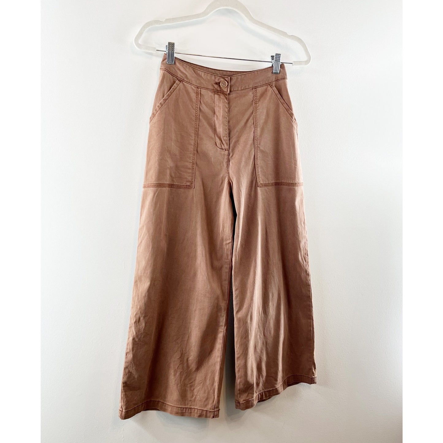 Splendid Evereve Margaret Cropped Wide Leg Trouser Pants Chocolate Brown XS