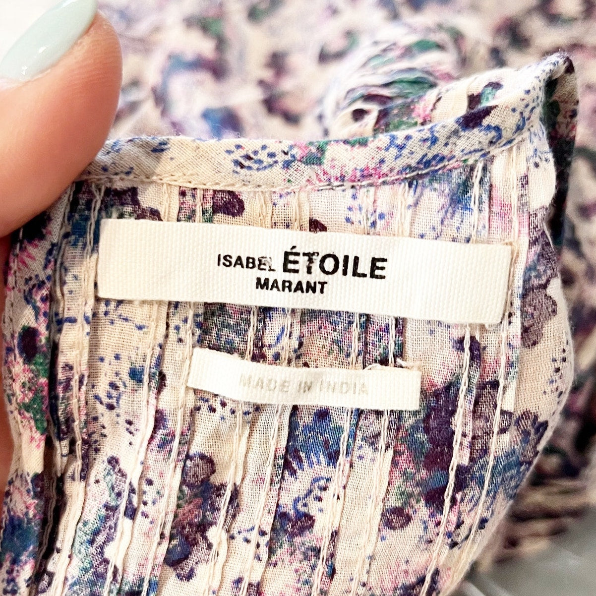 Isabel Marant Étoile Ilayona Flutter Sleeve Blouse Top White Purple EU 36