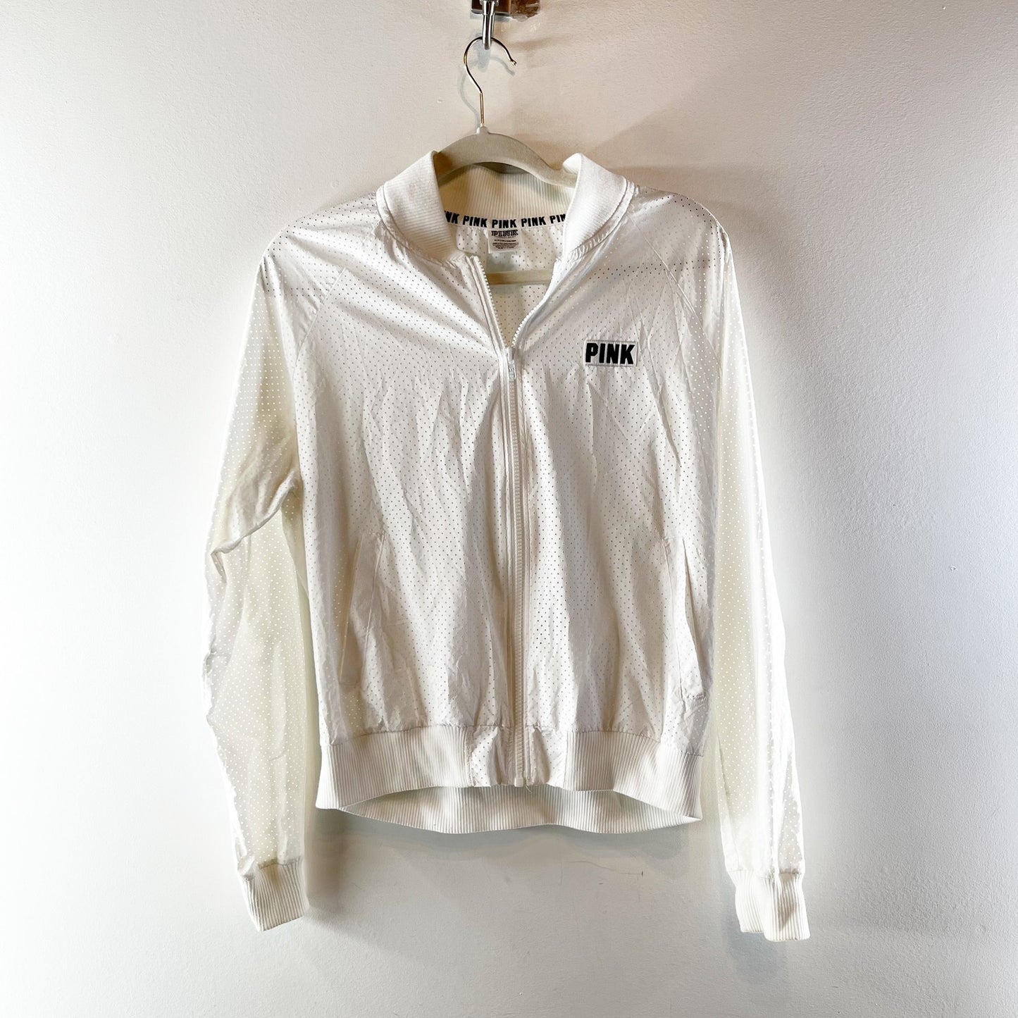 Victoria's Secret PINK Mesh Full Zip Track Jacket and Matching Shorts Set White