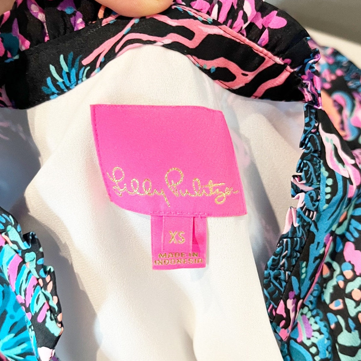 Lilly Pulitzer Arella Swing Long Sleeve Mini Dress Pink Blue XS