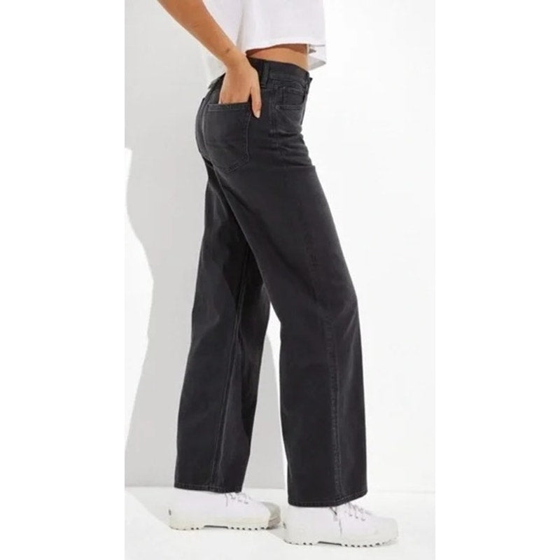 American Eagle Low Rise Skater Wide Leg Jeans Black 10
