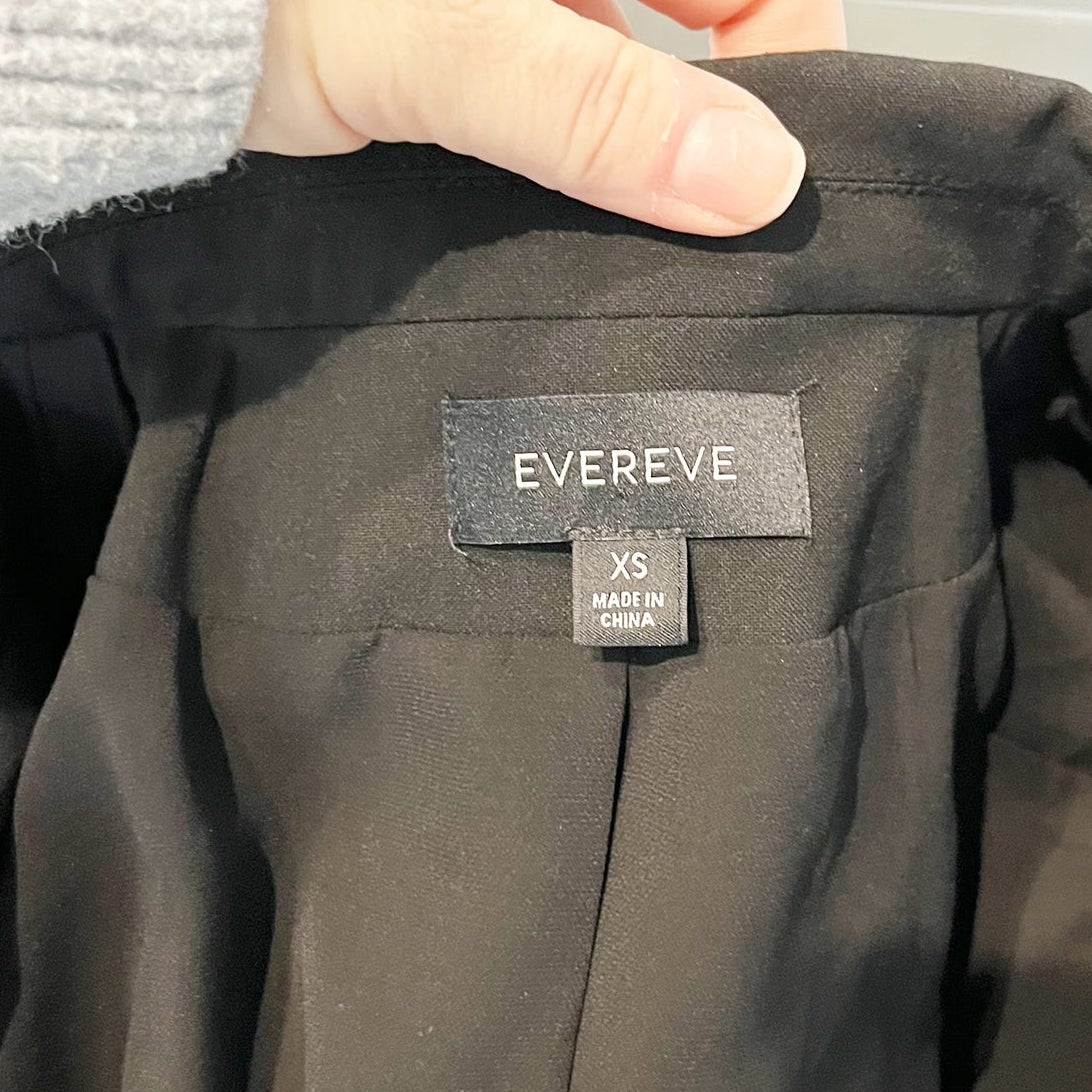 Evereve Black Ruched 3/4 Sleeve Cropped Blazer Jacket XS