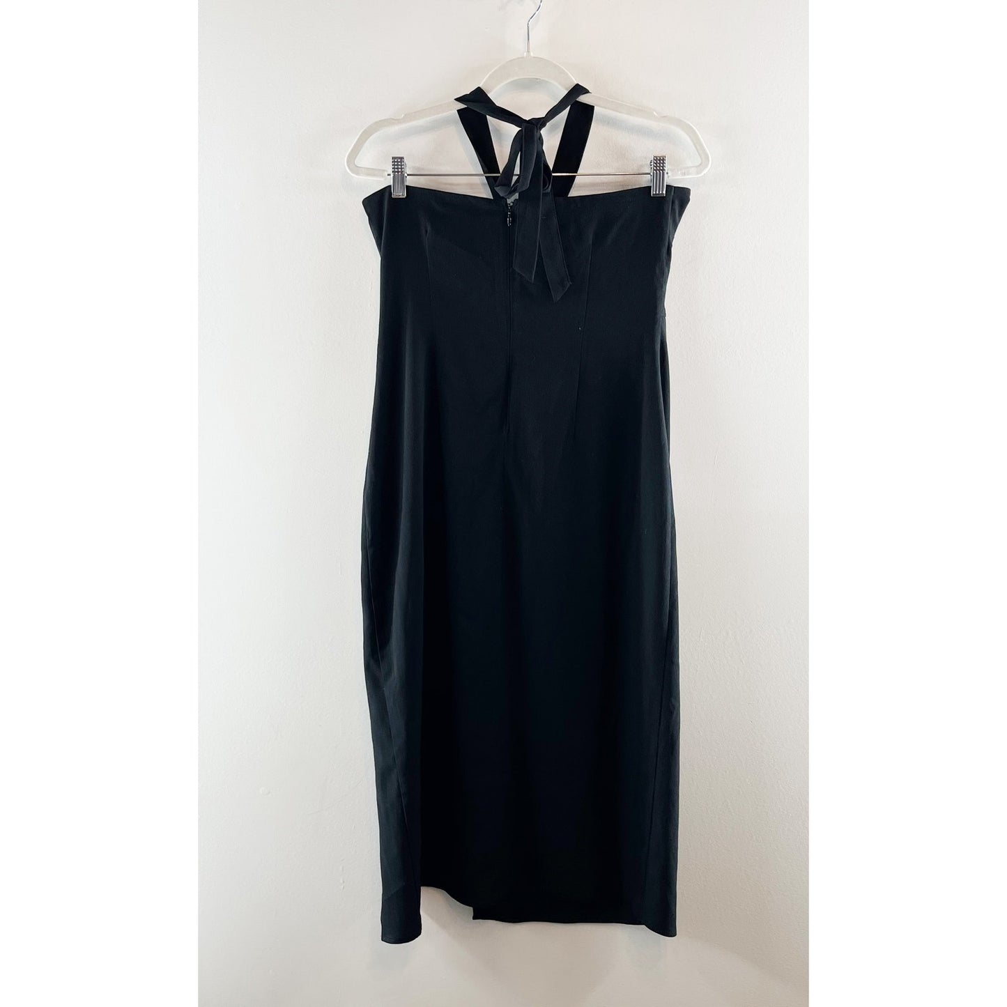 Abercrombie & Fitch Knot Front Cutout Halter Neck Sheath Midi Dress Black Medium
