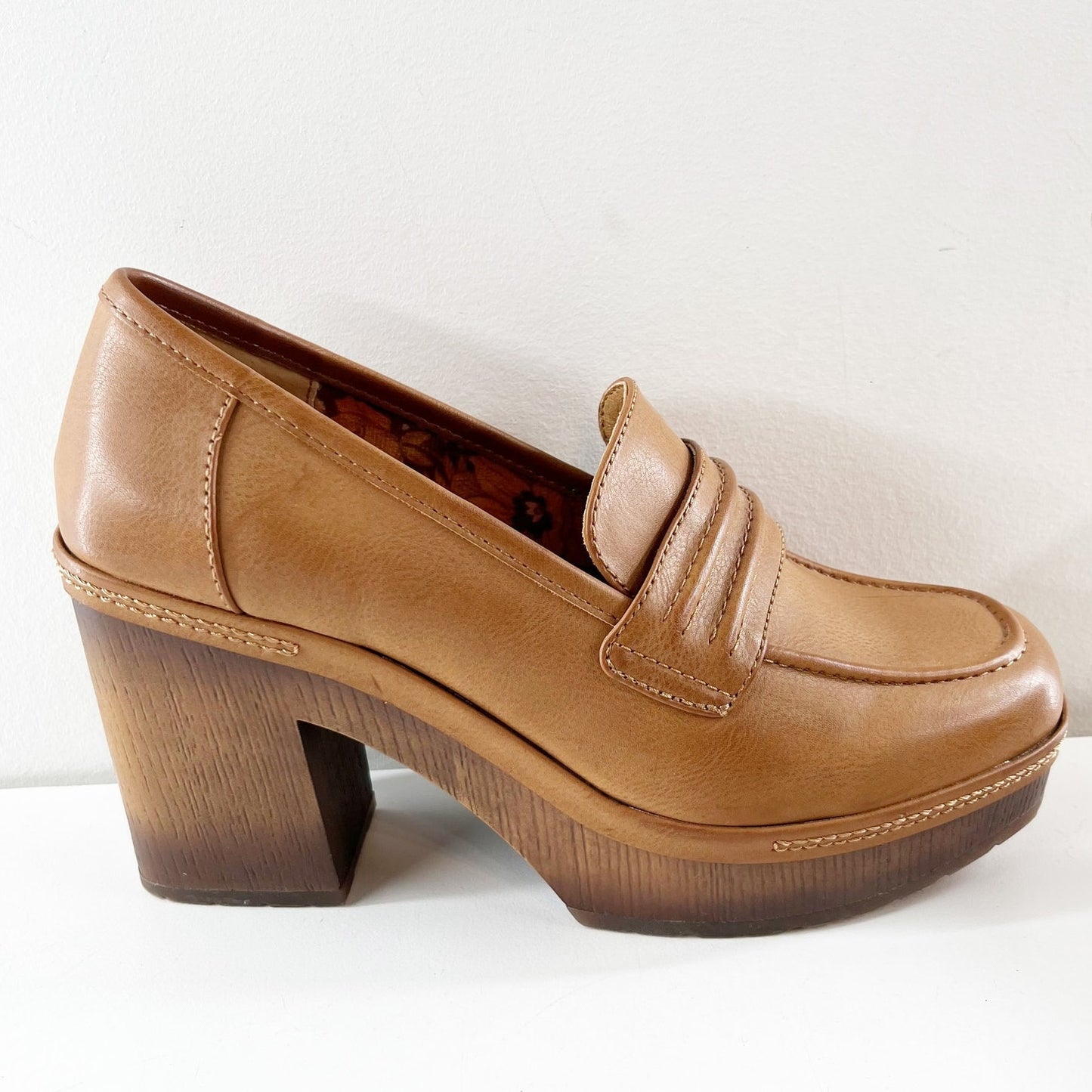 Korks Regina Penny Loafer Platform Oxford Heeled Shoe Brown 7.5