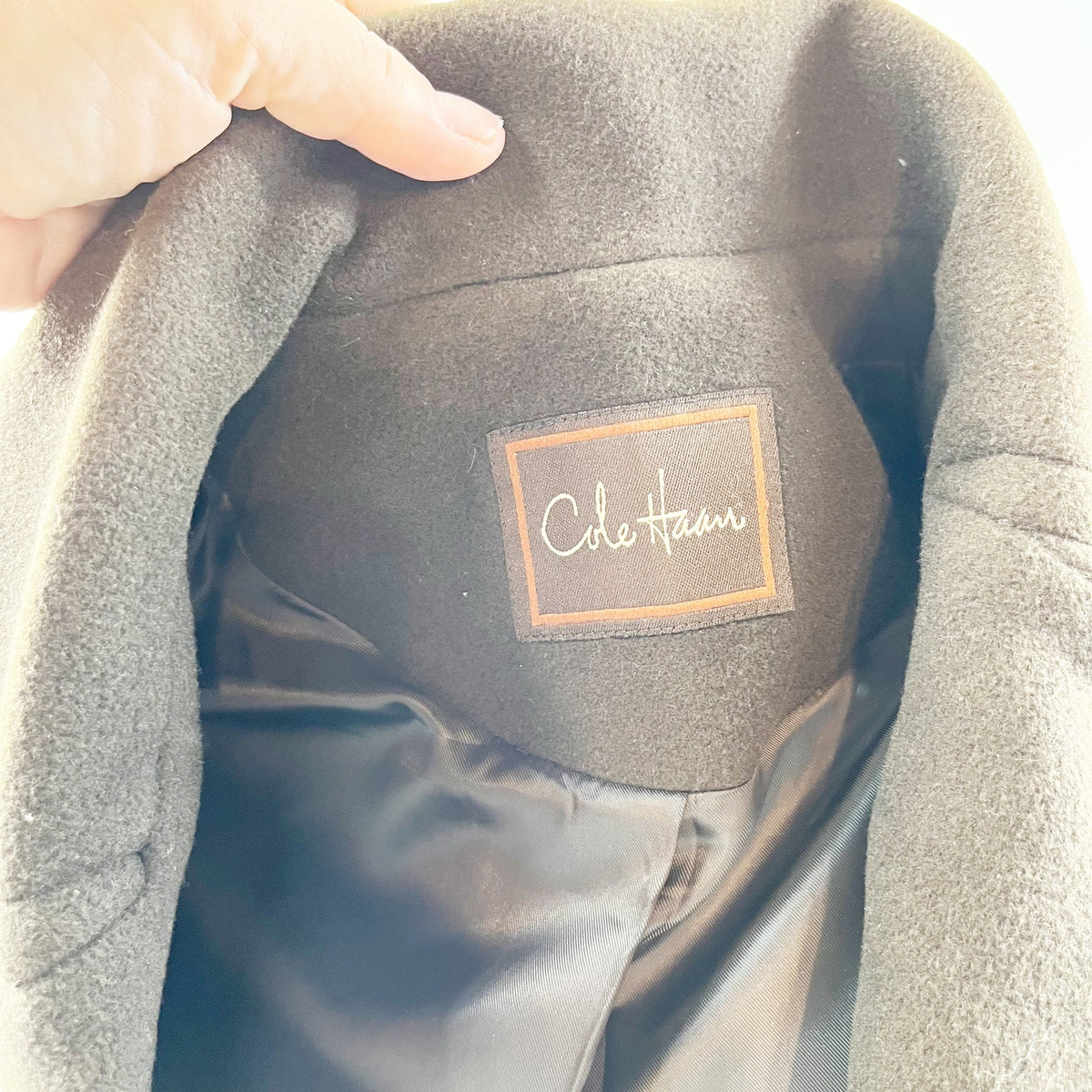 Cole Haan Long Sleeve Notch Lapel Button-Front Overcoat Dark Brown Small