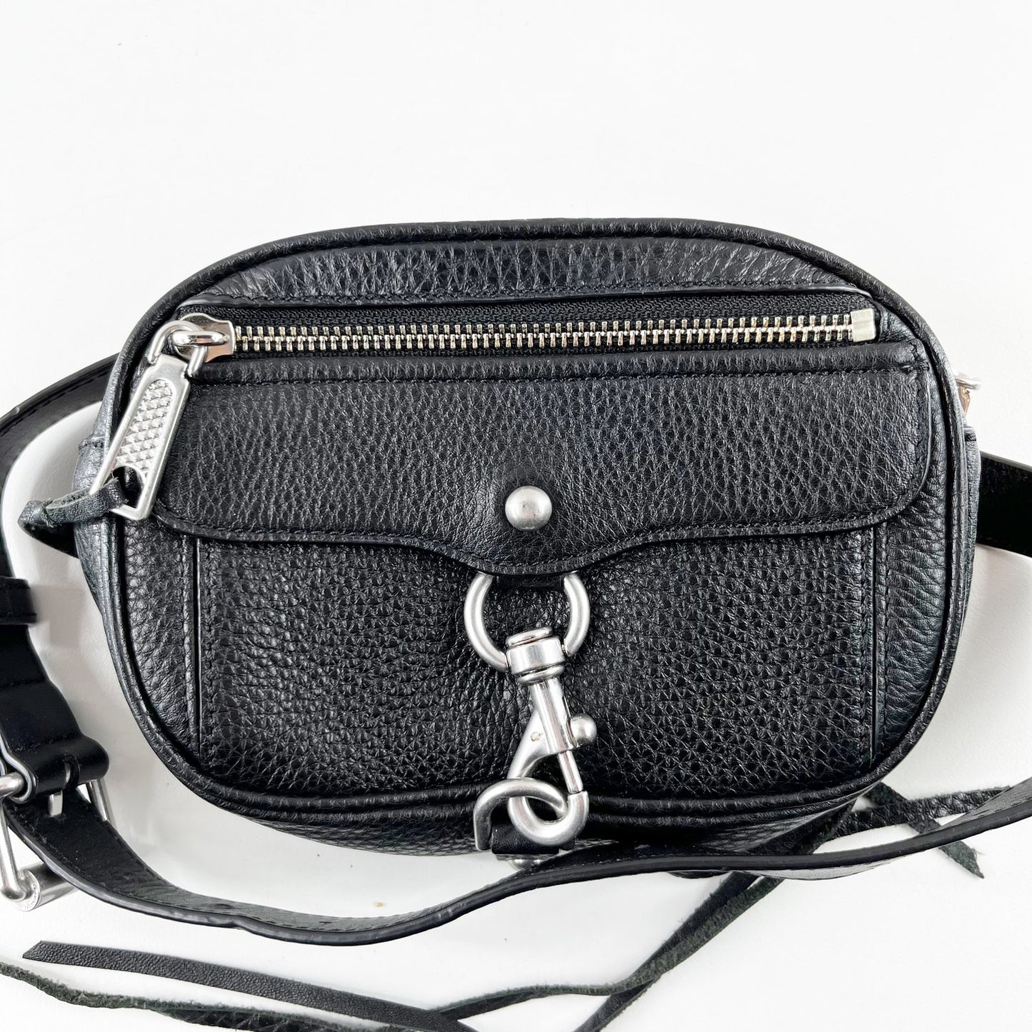 Rebecca Minkoff Blythe Pebbled Leather Waist Belt Crossbody Bag Black