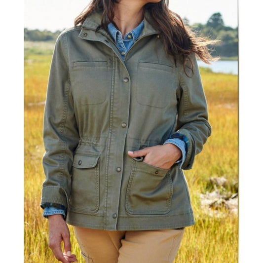 L.L. Bean Sherpa Lined Field Utility Anorak Jacket Dusty Olive Green Medium