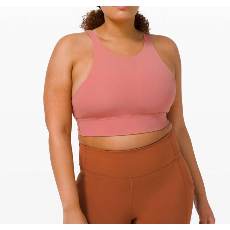 Lululemon Energy Bra High Neck Long Line Tough Brier Rose Pink 12