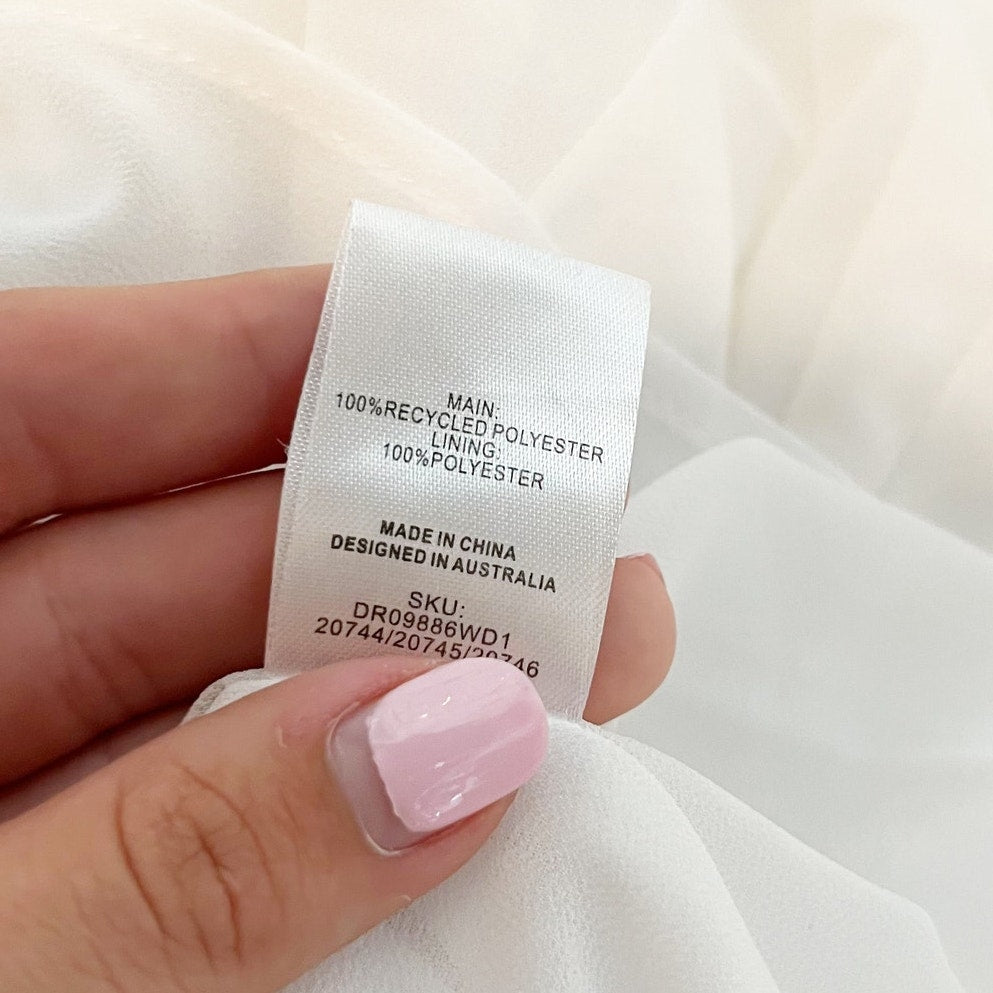 Meshki Oria Chiffon Ruched Sleeveless Mini Dress White Small