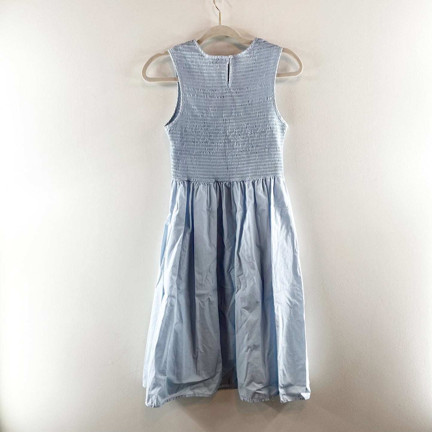 French Connection Cotton Rhodes Sleeveless Smocked Midi Dress Sky Blue Medium