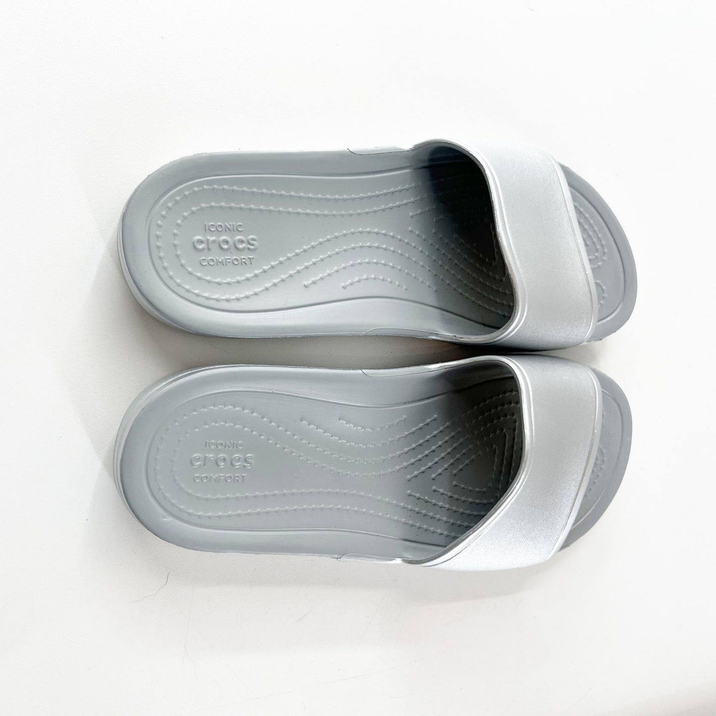 Crocs Slide Comfort Sandals Gray Silver 7