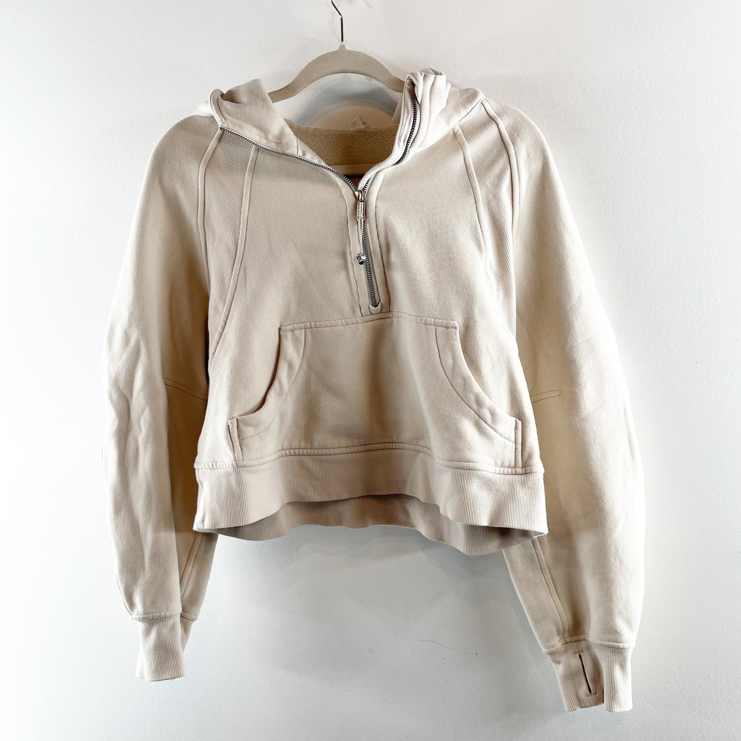Lululemon Scuba Oversized Half-Zip Hoodie Sweatshirt Cream Tan XS / S