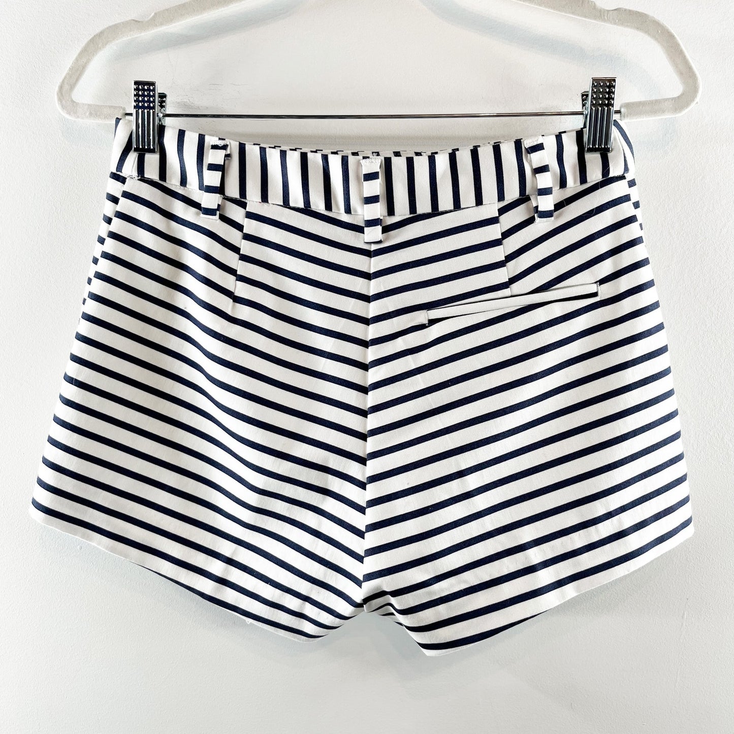 H&M High Rise Striped Chino Shorts Blue White 6