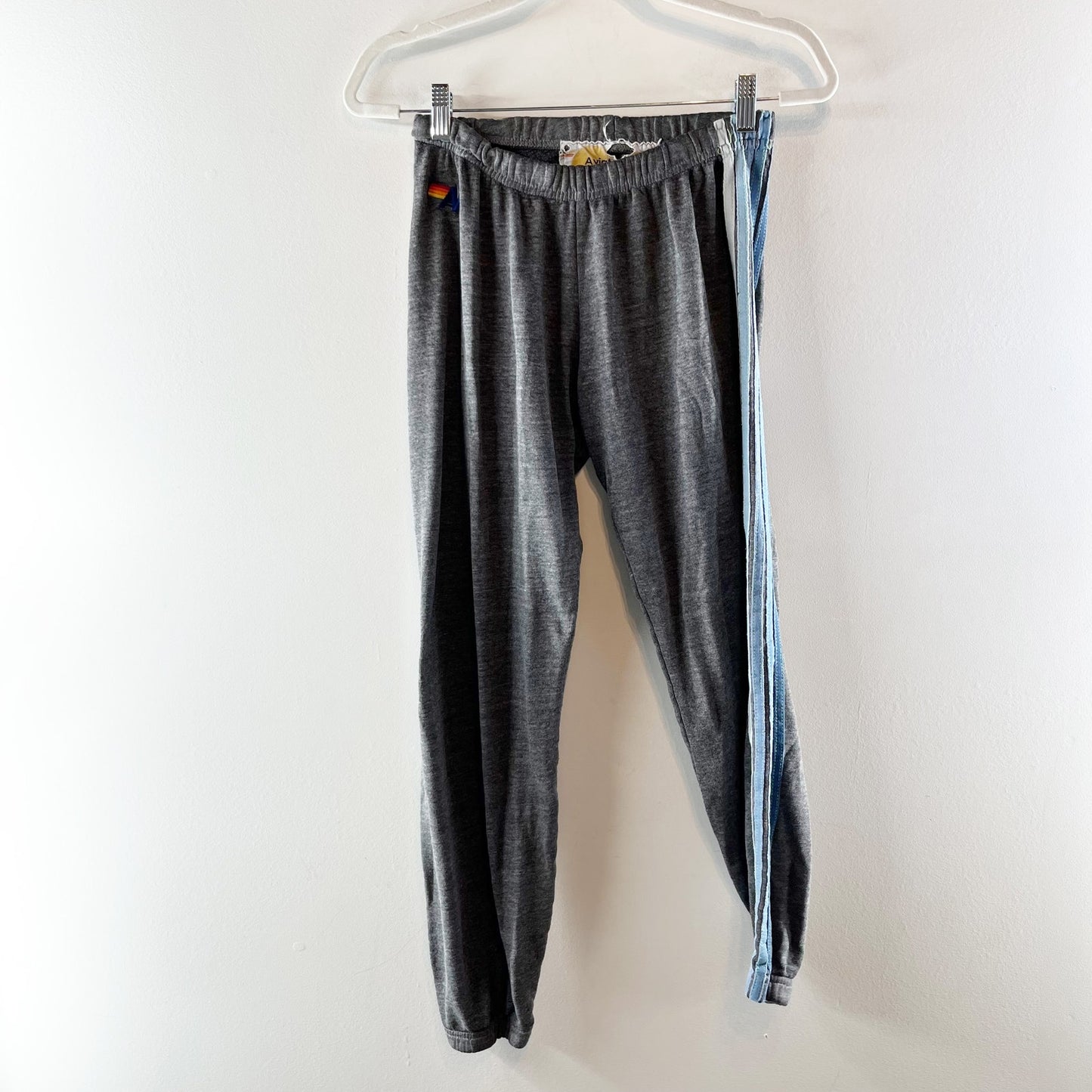 Aviator Nation 5-Stripe Jogger Sweatpants Gray Blue Small