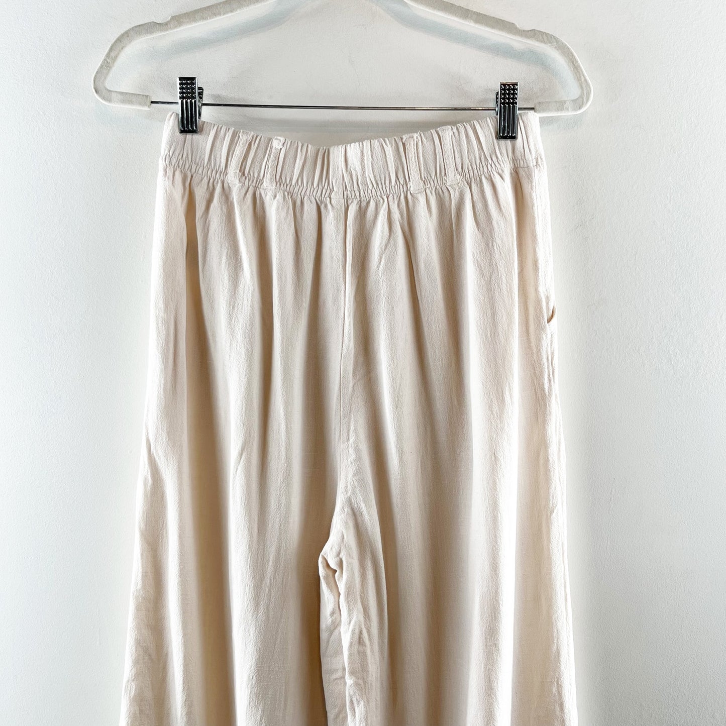 Z Supply High Rise Wide Leg Farrah Linen Blend Pants Trousers Cream Ivory Small