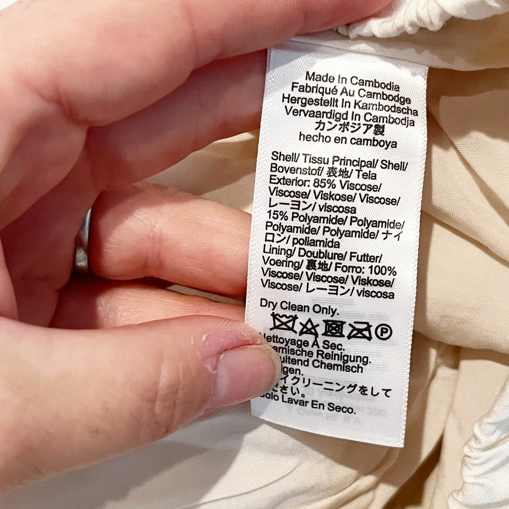 J. Crew Featherweight Crinkle Drawstring Maxi Skirt Cream Ivory Large