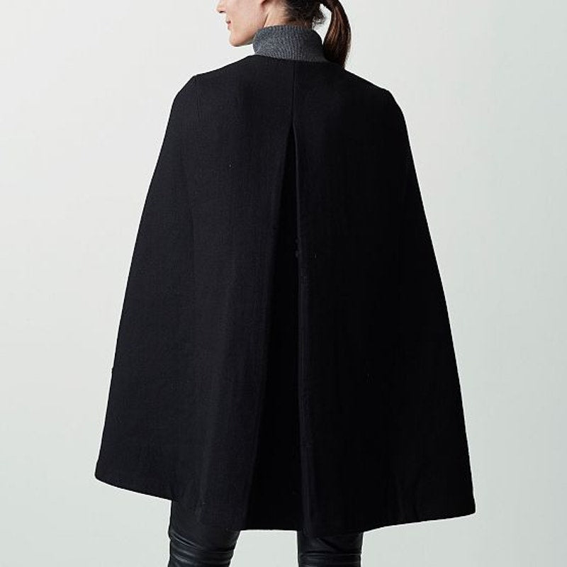 Mark & Graham Stella Wool Blend Cape Jacket Black Small