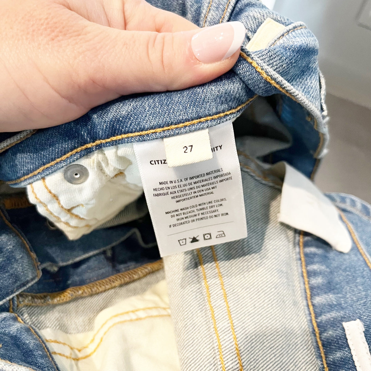 Citizens of Humanity Jolene High Rise Button Fly Denim Straight Jeans Blue 27