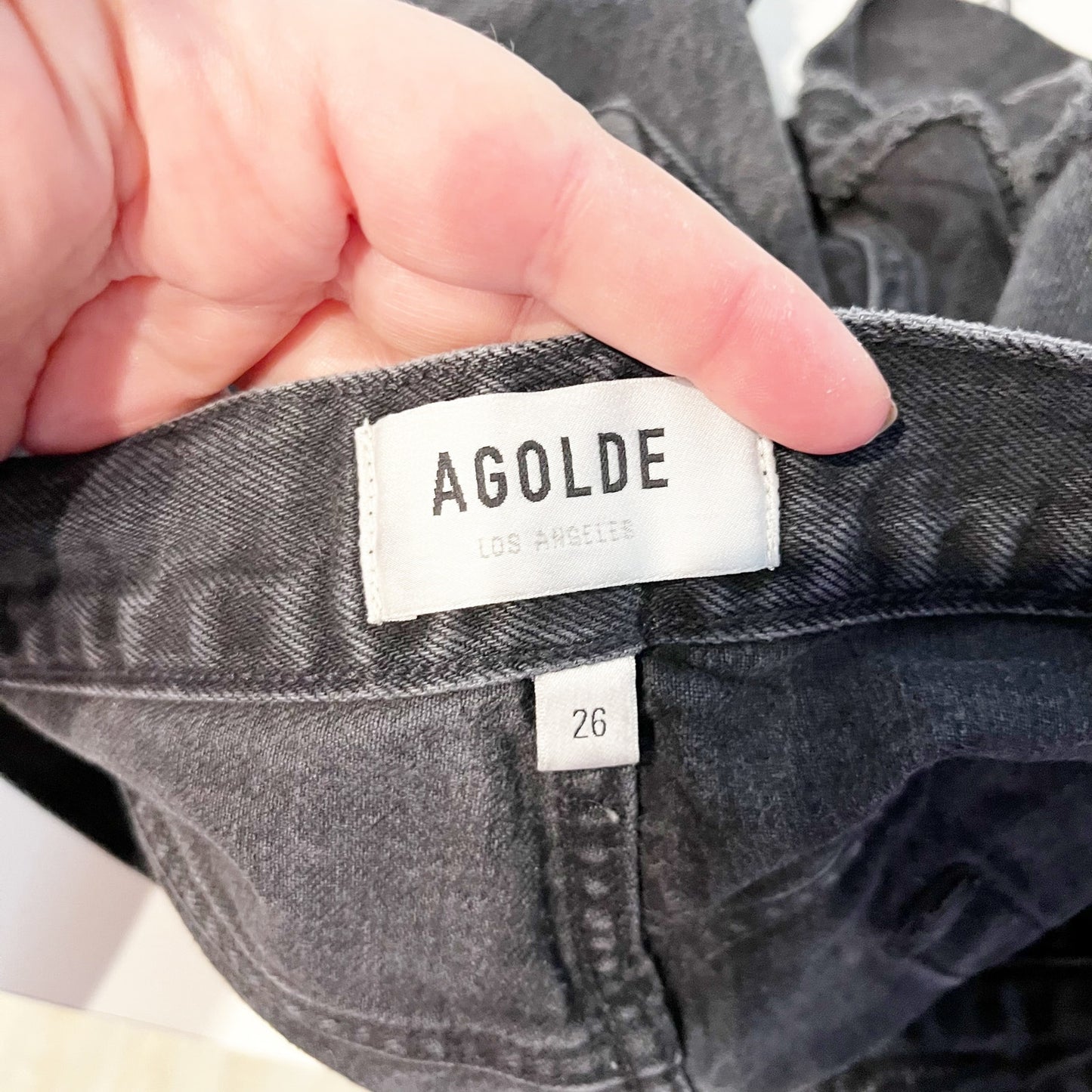 Agolde Parker High Waisted Frayed Hem Vintage Cut Off Short Crash Black 26