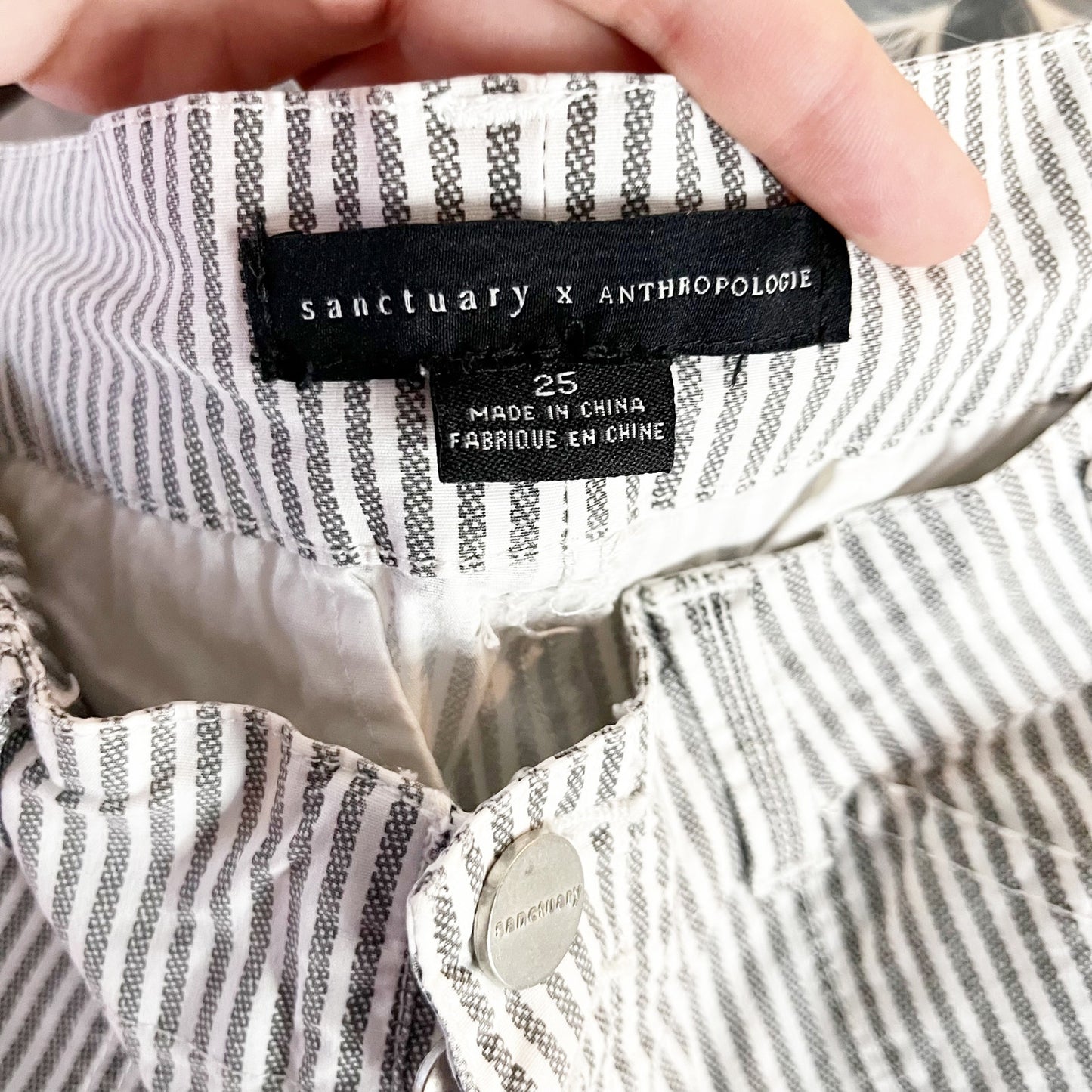 Sanctuary X Anthropologie Striped Ankle Cargo Jogger Pants Gray White 25 / 0