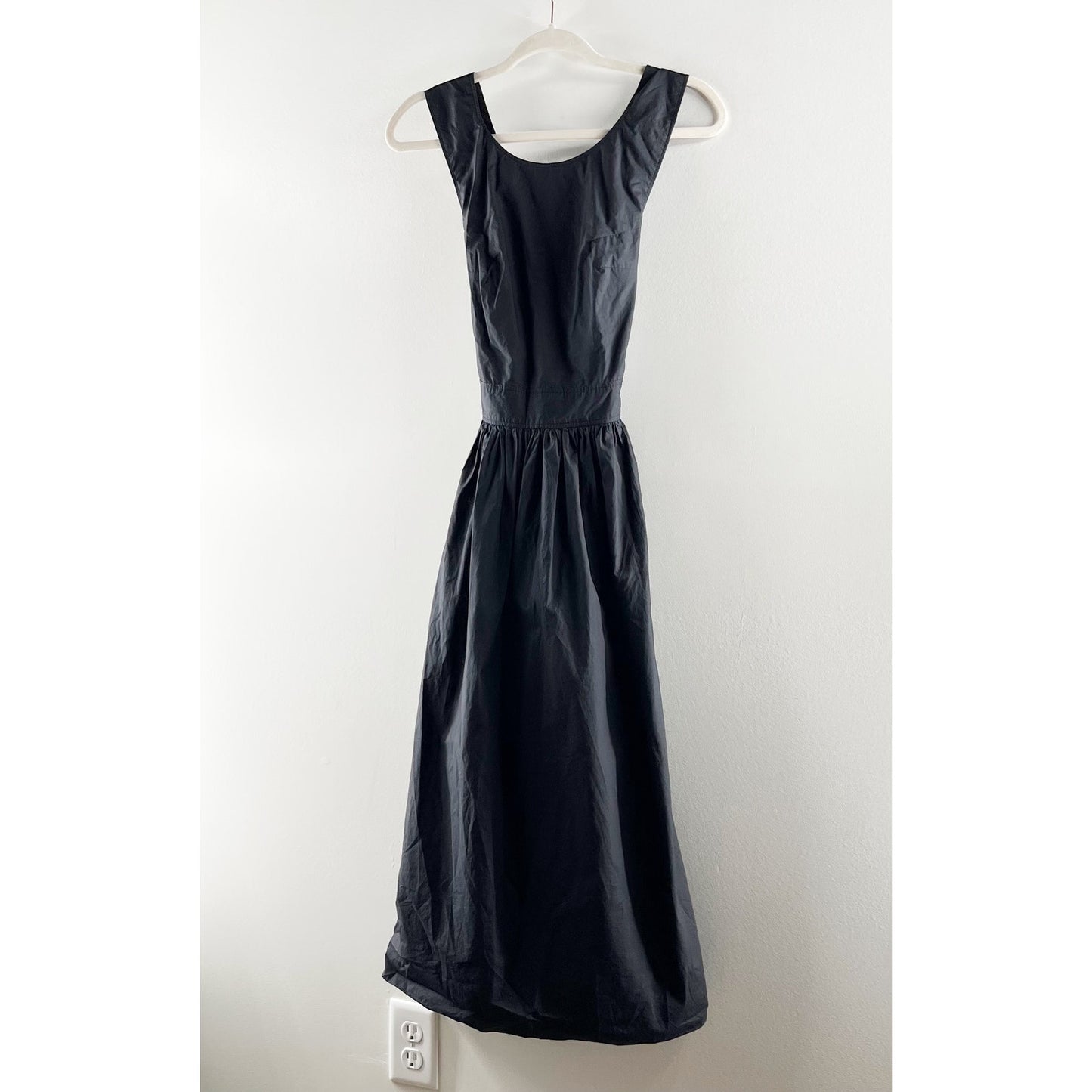 COS Cotton Poplin Cross Back Midi Sundress Dress Black 4