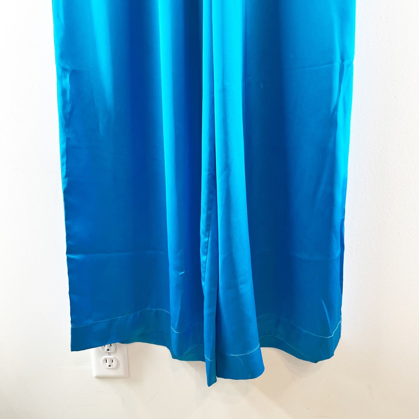 Show Me Your Mumu High Rise Wide Leg Satin Irwin Pants Blue Large