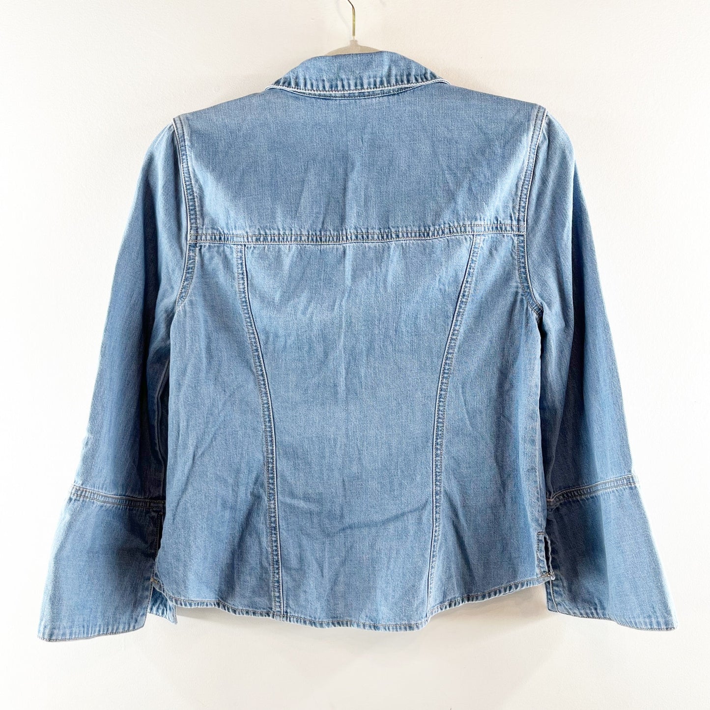Veronica Beard Tivi Long Sleeve Chambray Denim Button-Down Shirt Iceberg Small