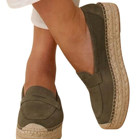 Talbots Quinn Platform Suede Espadrille Shoes Deep Moss Green 8.5