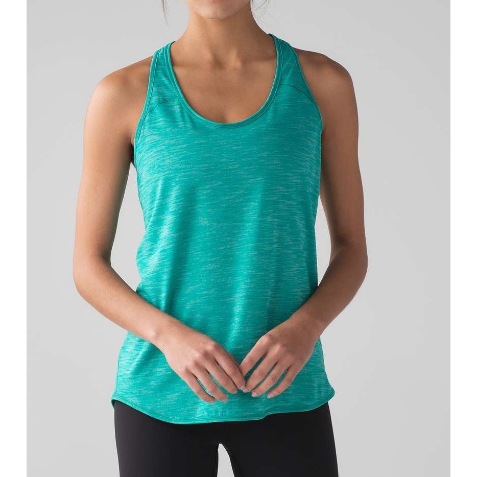 Lululemon Athletica Racerback Essential Tank Top Heathered Viridian Green