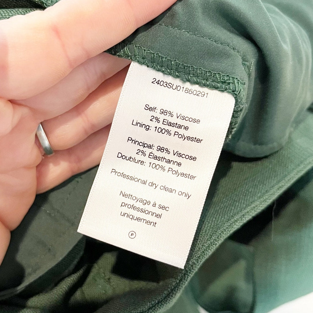 Veronica Beard Marbeau High Rise Wide Leg Trouser Pants Forest Green 12