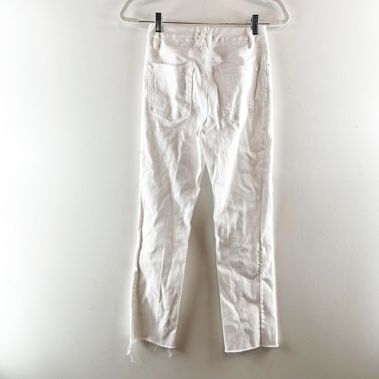 Good American Good Straight High Rise Raw Hem Jeans White 0 / 25