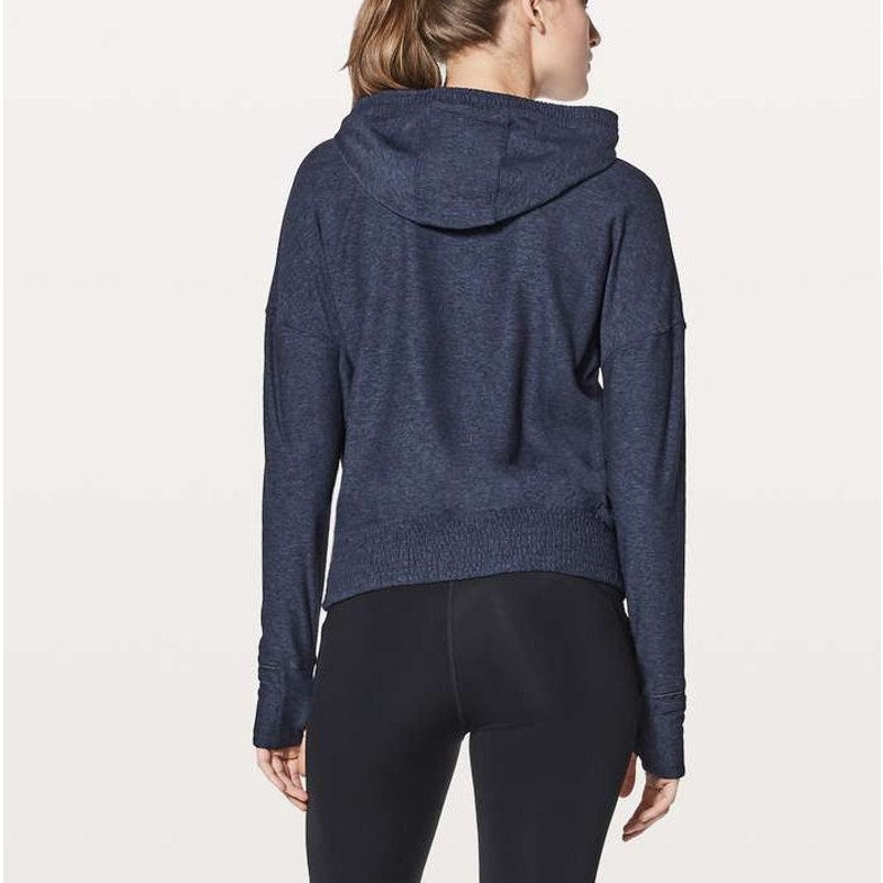 Lululemon Athletica Lead The Pack Hoodie Heathered Navy Blue Black 6